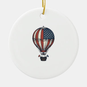 Décoration En Céramique Conception de T-shirt de montgolfière patriotique 