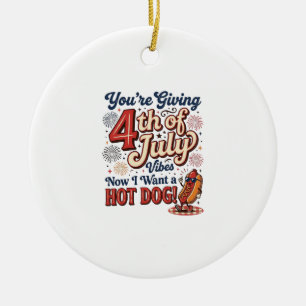Décoration En Céramique Conception de T-shirt vintage hot dog drôle du 4 j