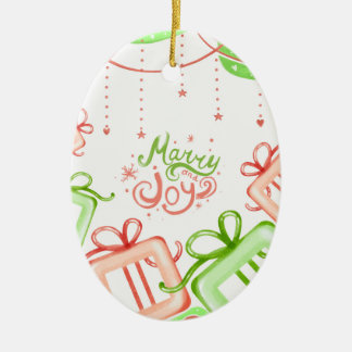Décoration En Céramique Conception de vœux de Noël Merry Joy avec des cade
