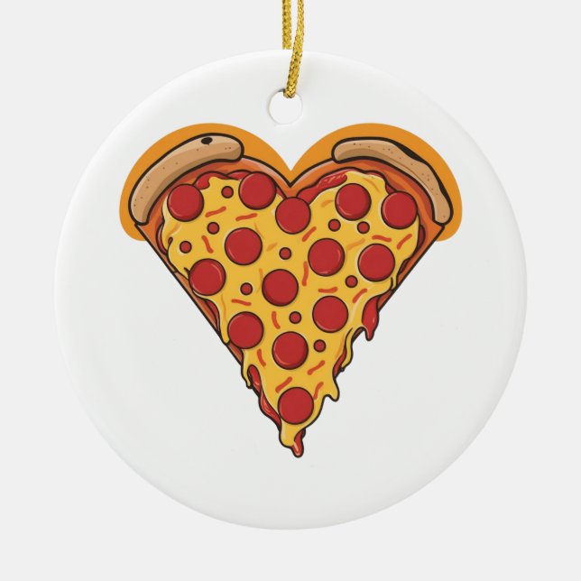 Décoration En Céramique Conception Pepperoni en forme de coeur (Devant)