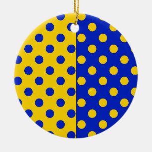 Décoration En Céramique Conception Pois demi-bleue Jaune