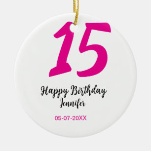 Décoration En Céramique conception reine 15e anniversaire date année rose