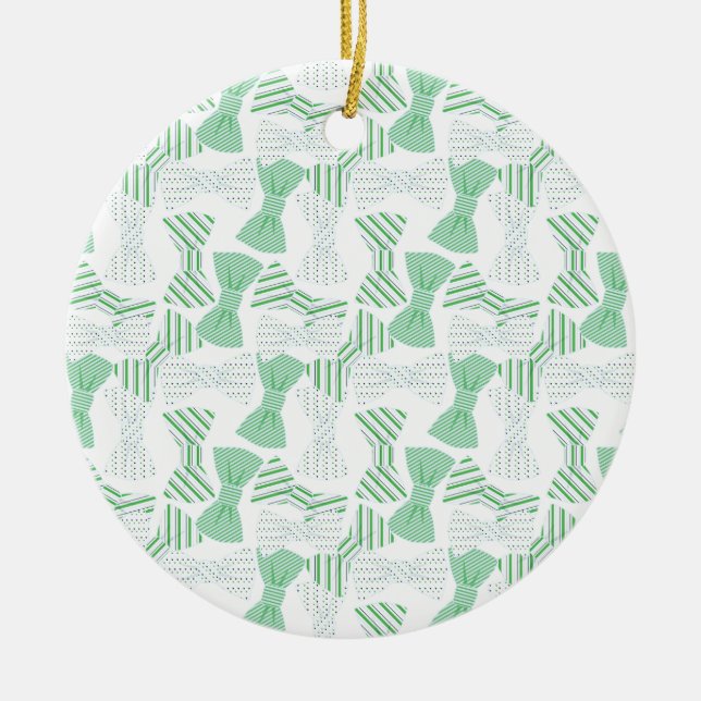 Décoration En Céramique Conception verte et bleue BOWTIES de cravate d'arc (Devant)