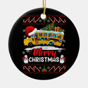 Décoration En Céramique Conducteur de bus scolaire Joyeux feux de Noël Noë