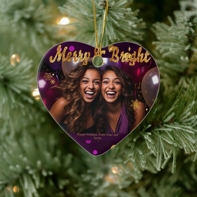 Décoration En Céramique Confetti chic et festif violet et or (Arbre)