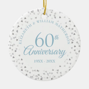 Décoration En Céramique Confettis de coeurs pour le 60e anniversaire