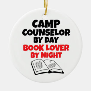 Décoration En Céramique Conseiller de camp par Jour Livre Lover par nuit