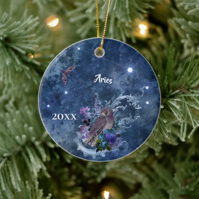 Décoration En Céramique Constellation Boho Blue Zodiac Aries (Arbre)