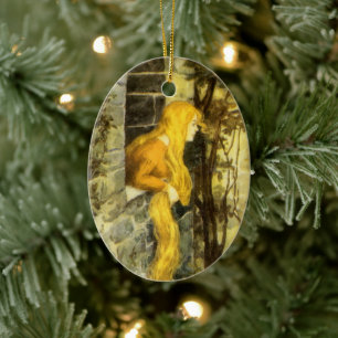 Décoration En Céramique Conte de fées vintage, Rapunzel avec cheveux longs