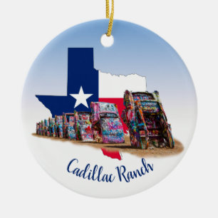 Décoration En Céramique Contour du Texas et voitures de Cadillac Ranch