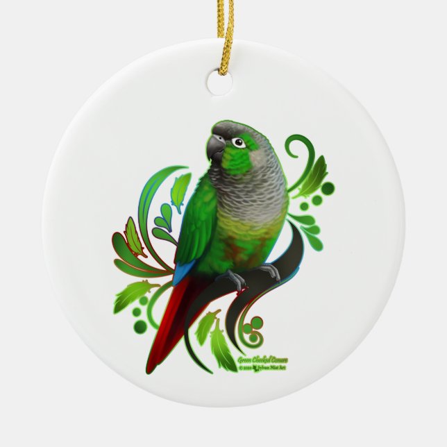 Décoration En Céramique Conure verte à mâcher (Devant)