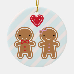 Décoration En Céramique Cookie Cute Kawaii Gingerbread Couple