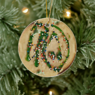 Décoration En Céramique Cookie de sucre de Noël avec des arrosées de bonbo