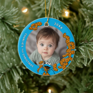 Décoration En Céramique Cookie Monster Bébé 1ère Noël Photo