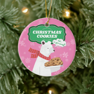 Décoration En Céramique Cookies de Noël pour ours polaires amusants perso