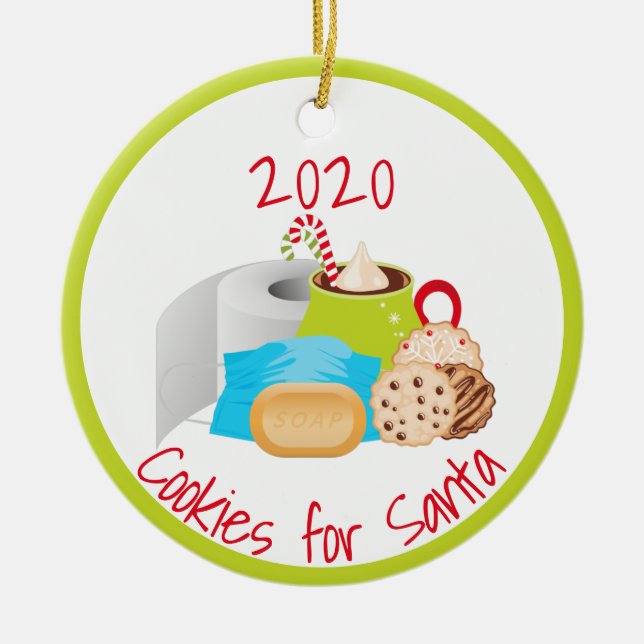 Décoration En Céramique Cookies pour Père Noël Quarantine 2020 (Devant)