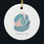 Décoration En Céramique Cool Abstract Modernism in Blue Personalized<br><div class="desc">This pretty modern art design features fun organic shapes in a beautiful color palette of soft blues and blush pink.</div>