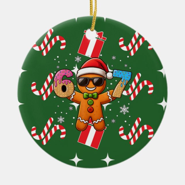 Décoration En Céramique Cool Gingerbread 67 — Holiday Ice‑Cream Numbers (Devant)