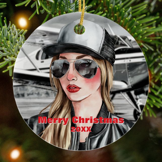 Décoration En Céramique Cool pilote et avion Cessna en aquarelle (Créateur téléchargé)