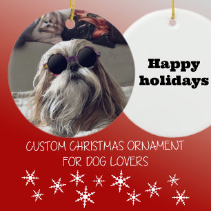 Décoration En Céramique Cool Shih Tzu cheveux longs Lunettes de soleil vin