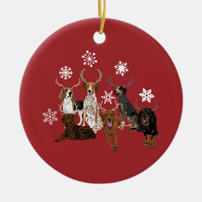 Décoration En Céramique Coonhound Antlers rouge (Devant)