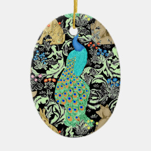 Décoration En Céramique Copie, turquoise et neutres de paon de Nouveau