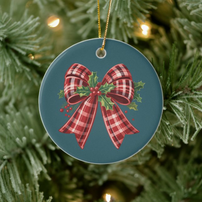 Décoration En Céramique Coquette Christmas Bow Squad Cadeau mignon hiver (Arbre)