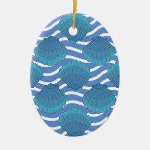 Décoration En Céramique Coquillage vintage Et Motif Vagues