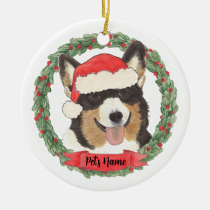Décoration En Céramique Corgi à tête noire personnalisée