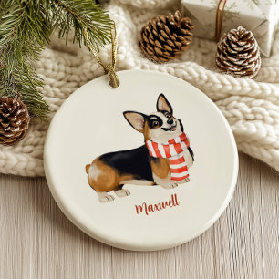 Décoration En Céramique Corgi Chien Noël