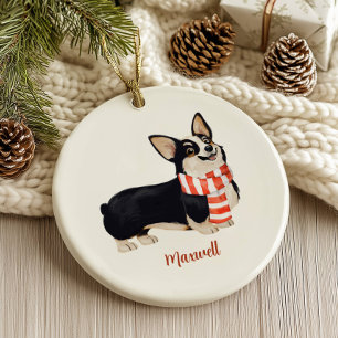 Décoration En Céramique Corgi Chien Noël