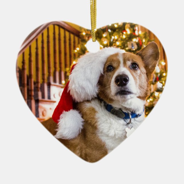 Décoration En Céramique Corgi de Noël (Devant)