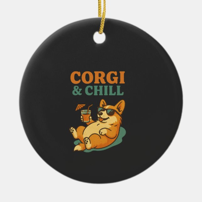 Décoration En Céramique Corgi et Chill (Devant)
