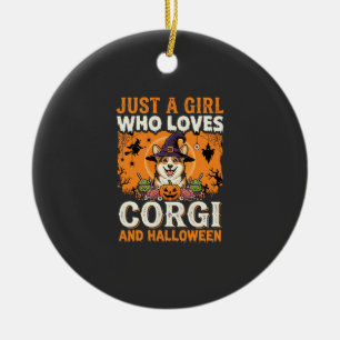 Décoration En Céramique Corgi Halloween Sorcière Fille Horreur Vintage
