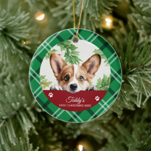 Décoration En Céramique Corgi Premier Noël Personnalisé