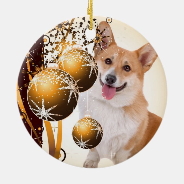 Décoration En Céramique Corgi rouge et blanc de Noël (Dos)