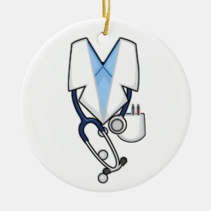 Décoration En Céramique Costume Docteur Blanc Labo Manteau Stethoscope