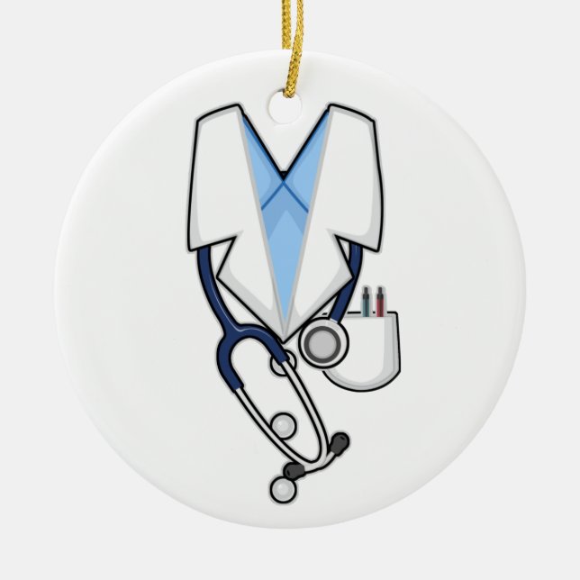 Décoration En Céramique Costume Docteur Blanc Labo Manteau Stethoscope (Devant)