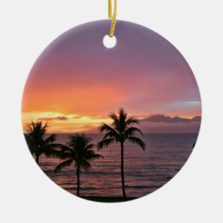 Décoration En Céramique Coucher du soleil tropical d'Hawaï sur la plage