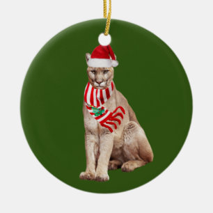 Décoration En Céramique Cougar Avec Casquette Scaft Noël
