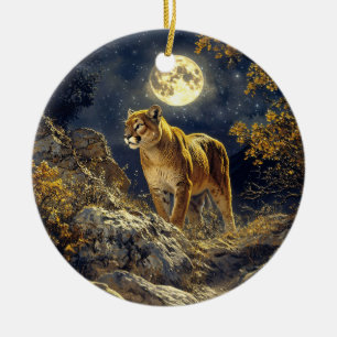 Décoration En Céramique Cougar in the Moonlight Wildlife Art