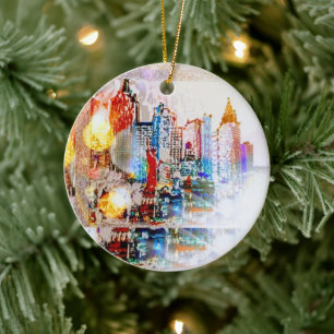 Décoration En Céramique Couleur d'eau colorée moderne Noël à la balle d