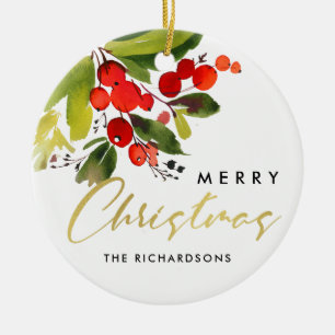 DÉCORATION EN CÉRAMIQUE COULEUR D'EAU ROUGE VERT BERRY MERRY NOËL