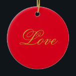 Décoration En Céramique Couleur or Script Red Love Mariage Calligraphie<br><div class="desc">Vous pouvez facilement changer les polices et les couleurs. Vous pouvez également ajouter votre logo et l'image arrière - plan comme vous le souhaitez.</div>