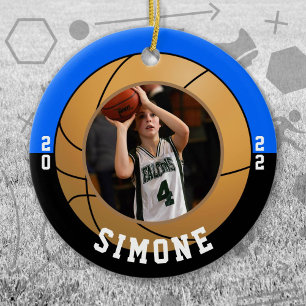 Décoration En Céramique Couleurs de l'équipe de basket-ball bleu noir