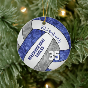 Décoration En Céramique couleurs de l'équipe de volley-ball gris bleu