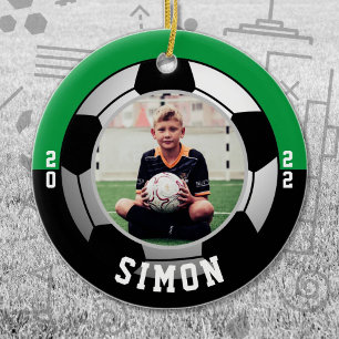 Décoration En Céramique Couleurs de l'équipe noire de football vert