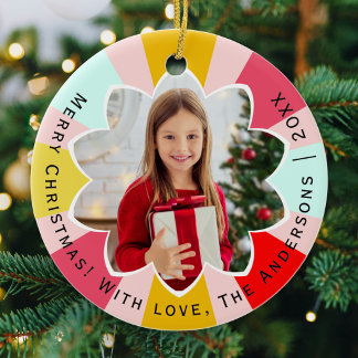 Décoration En Céramique Couleurs personnalisées de soleil de Noël avec pho