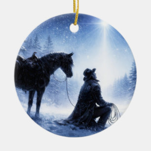 Décoration En Céramique Country Western Cowboy Étoile du Nord de Noël