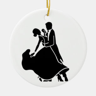 DÉCORATION EN CÉRAMIQUE COUPLE DANSE SUR *1ER NOËL ENSEMBLE ORNAMENT